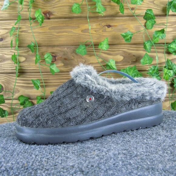 Bobs By Skechers Women's Plush Foam Shearling Style Gray Fabric Sz 7 Medium Used - Picture 1 of 6